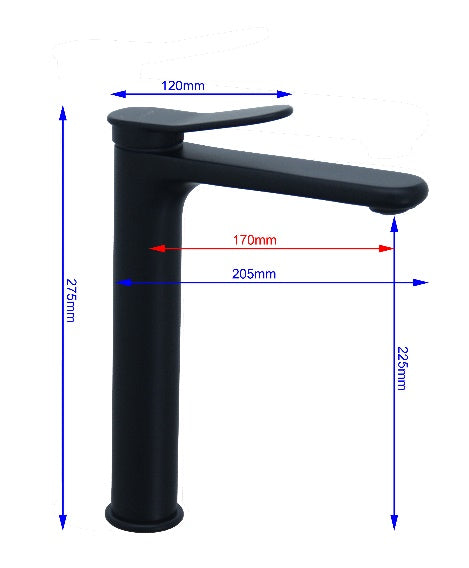 Fidelis FT-7102 BK Tall Mixer Tap
