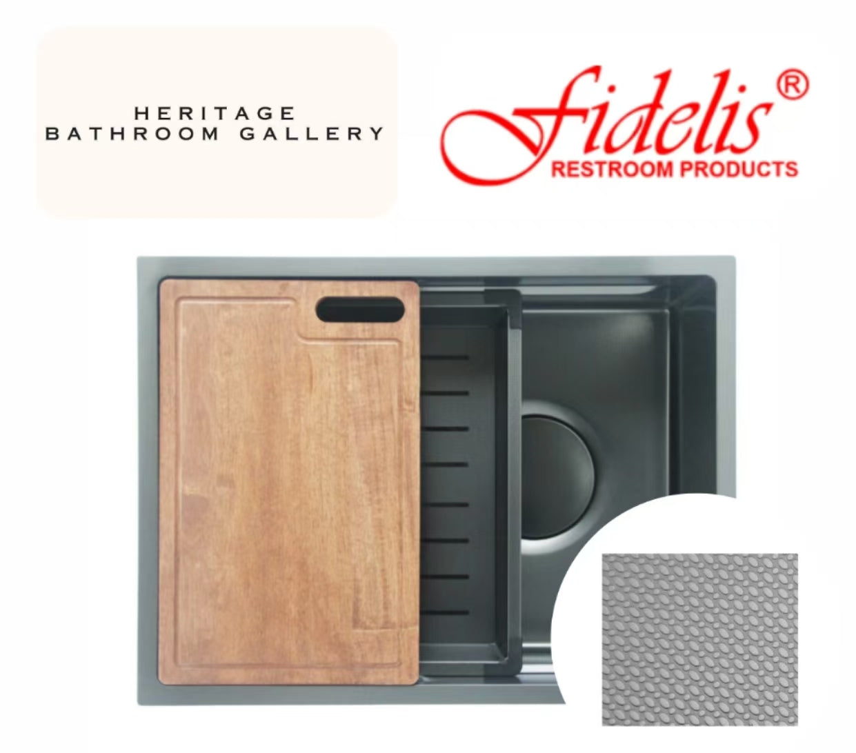 Fidelis Embossed Nano Black Kitchen Sinks (Undermount Sink)