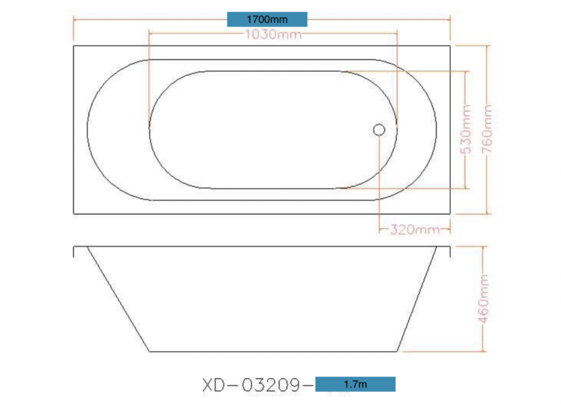 AALTO XD-03209-1700 BUILT-IN BATHTUB