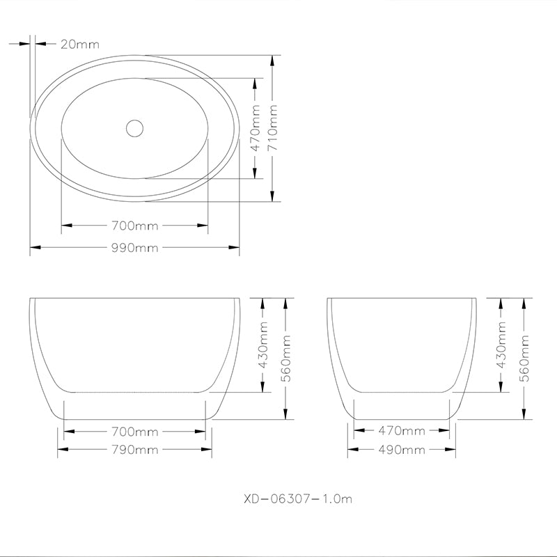 AALTO XD-06307 FREE STANDING BATHTUB