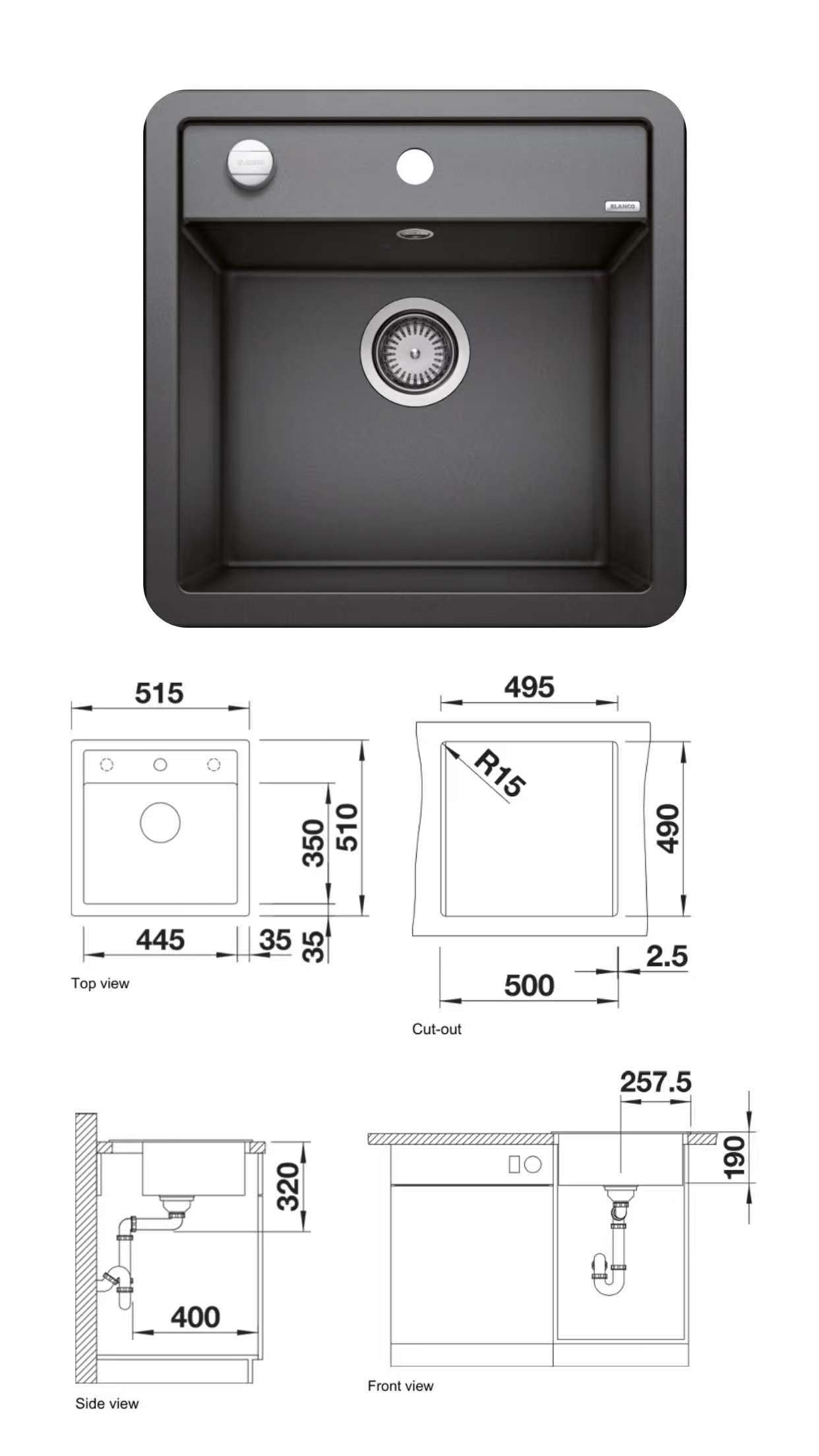 Blanco Dalago 5 (Anthracite) Top Mount Kitchen Sink