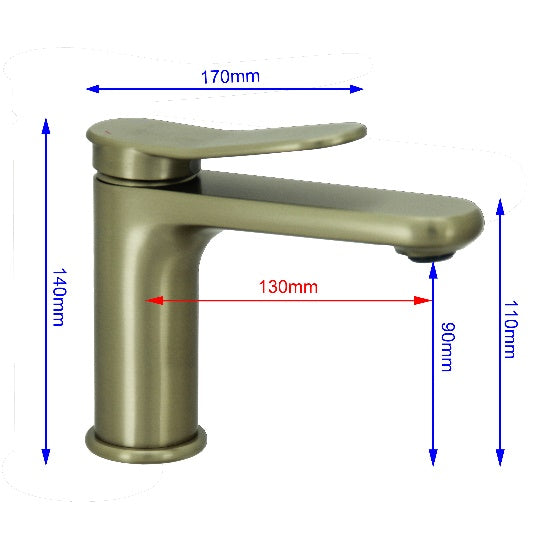 Fidelis FT-7101-HBG Mixer Basin Tap (Brushed Gold)