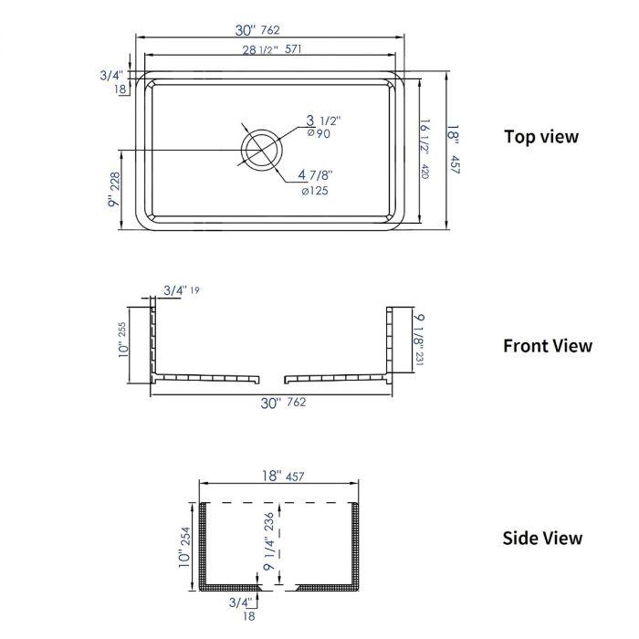 Aalto 3018W fireclay sink