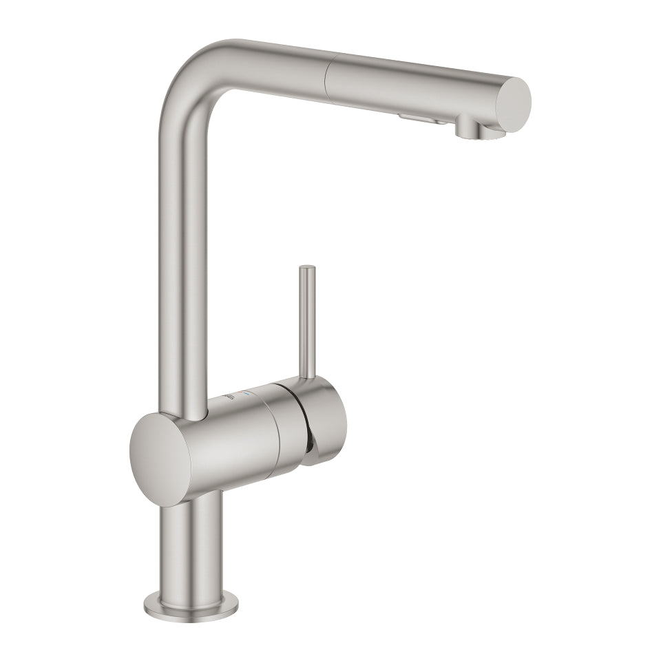 Grohe 30274DC0 Supersteel Minta L-Spout Pull-Out Sink Mixer