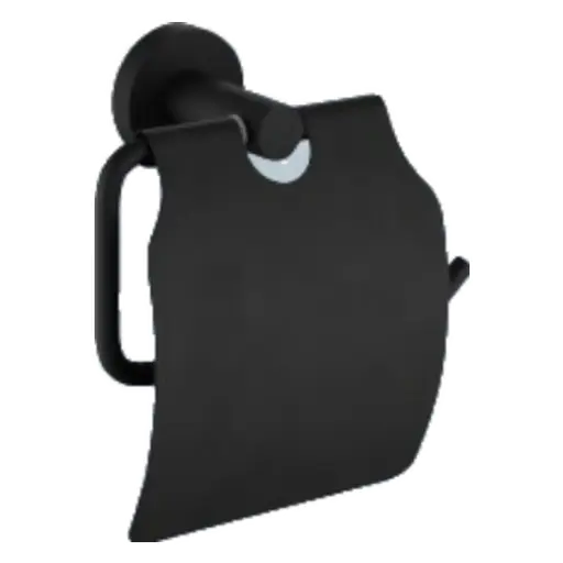 Vera Matte Black Paper Holder With Cover