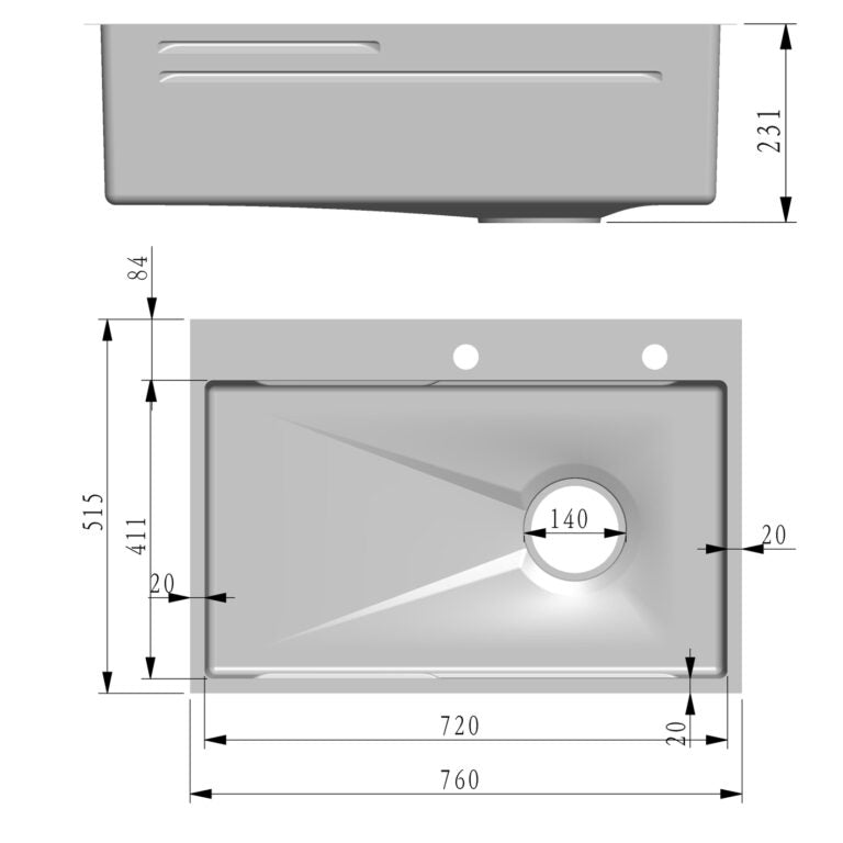 Fidelis Embossed Nano Kitchen Sinks (Top Mount Sink)