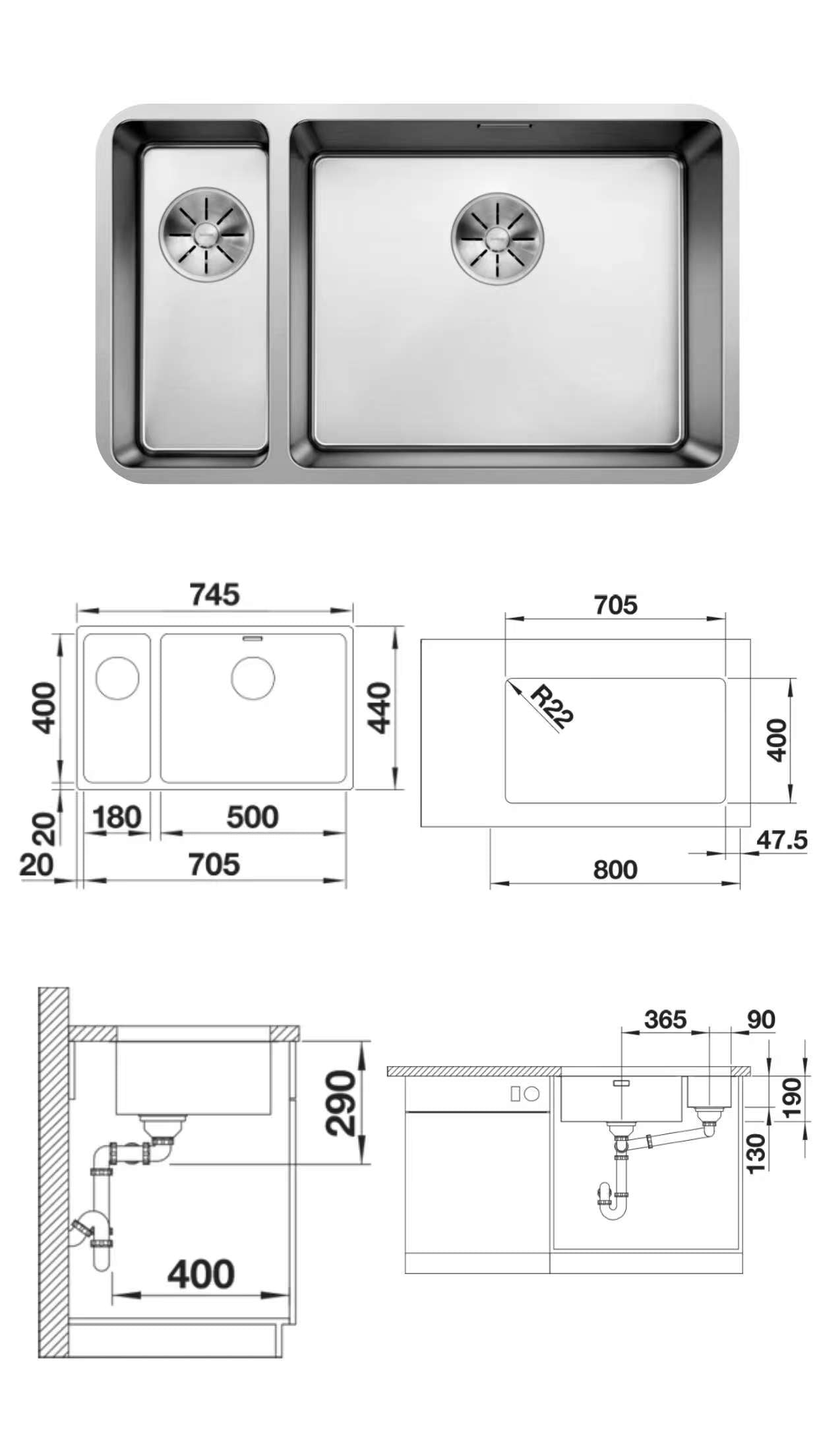 Blanco Andano SUS304 Undermount Sinks