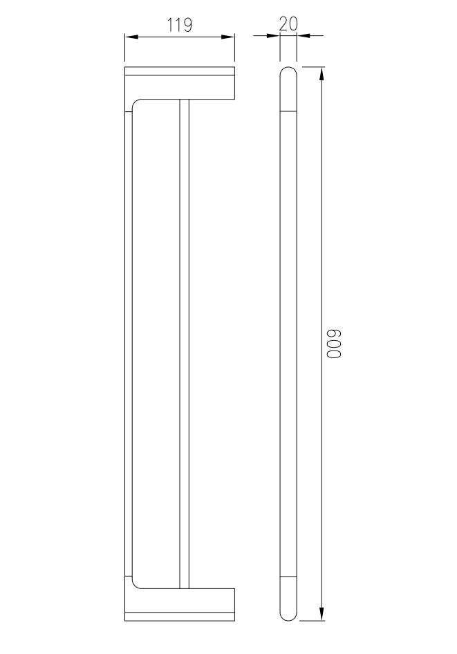 Aalto Matte Black Double Towel Bar (60cm)