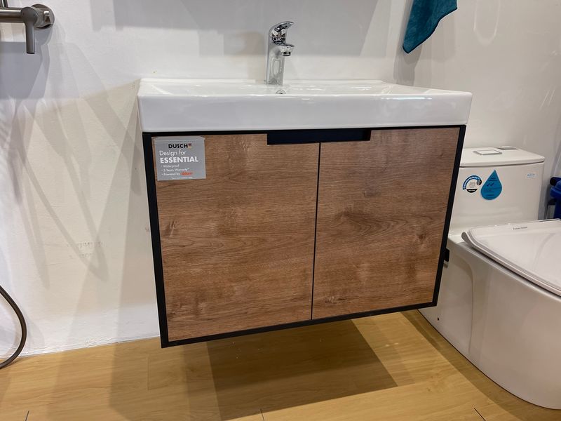 Dusche 2007105WG 75cm Basin Cabinet - (Matt Black W/Wood Gain)