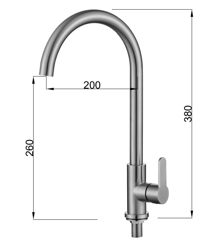 ZAFFIRO PT-503SS-U KITCHEN TAP