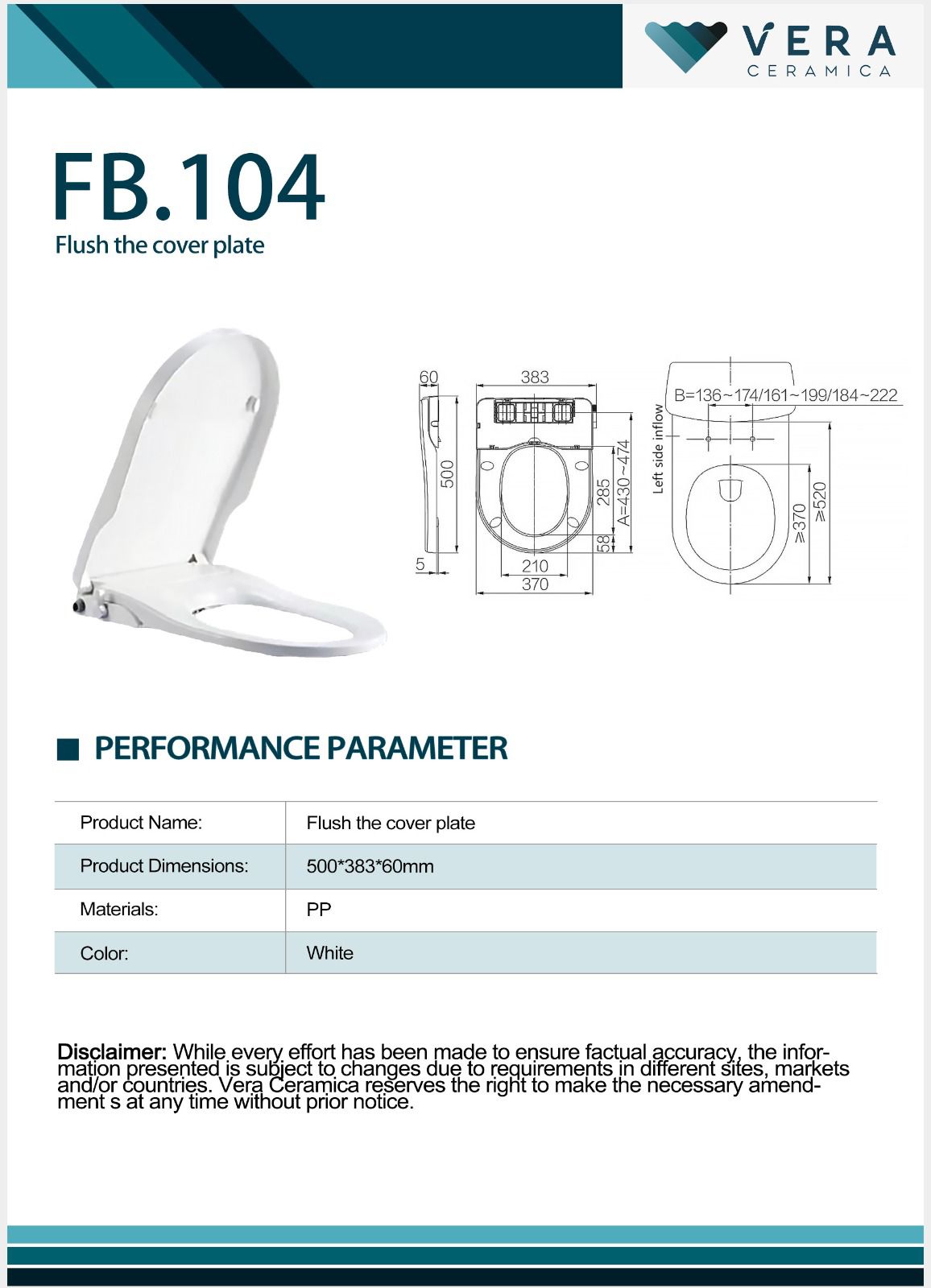 Vera FB.104 Manual Bidet Seat Cover