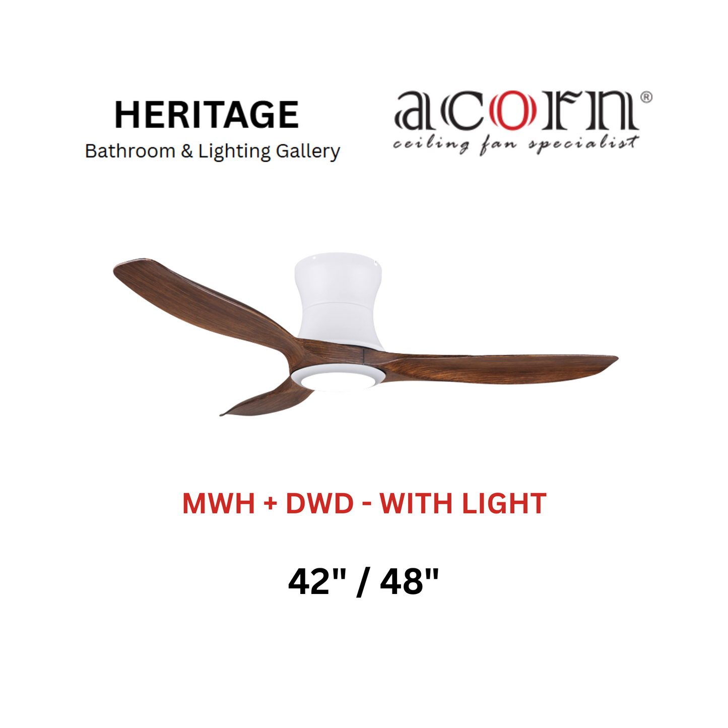 Acorn DC-168H MWH + DWD With Light Ceiling Fan