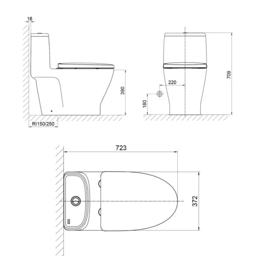 American Standard CCAS1862-1320411S0 Loven One-Piece Toilet Bowl (Rimless Flush)