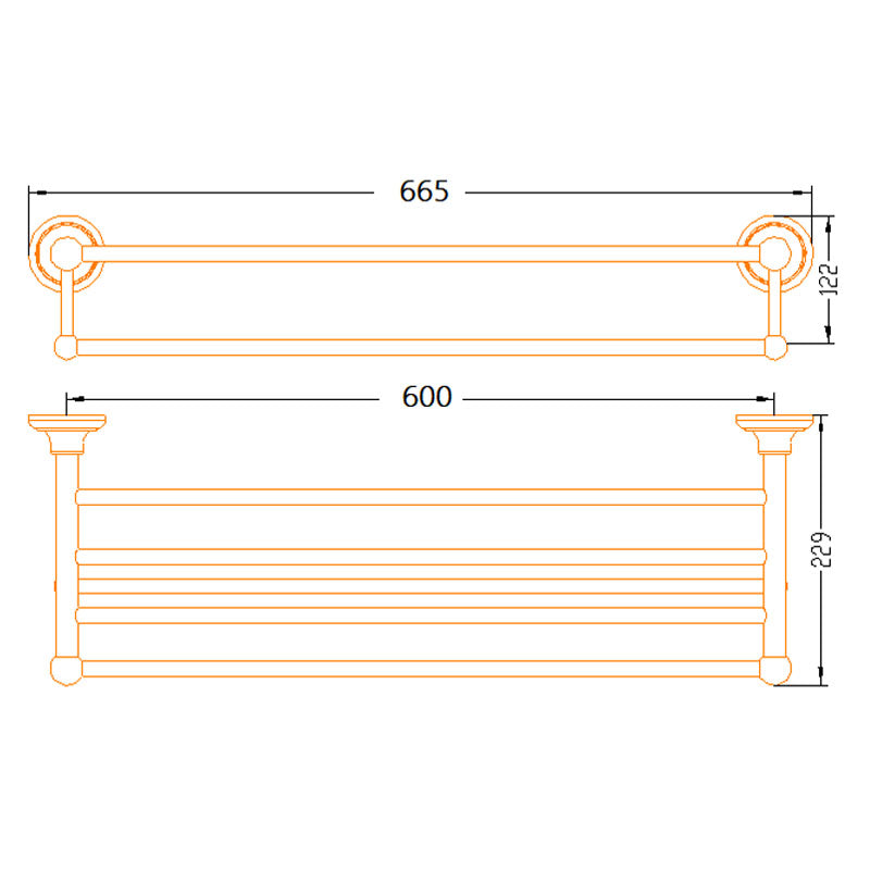 Aalto Rose Gold Towel Rack (66cm)