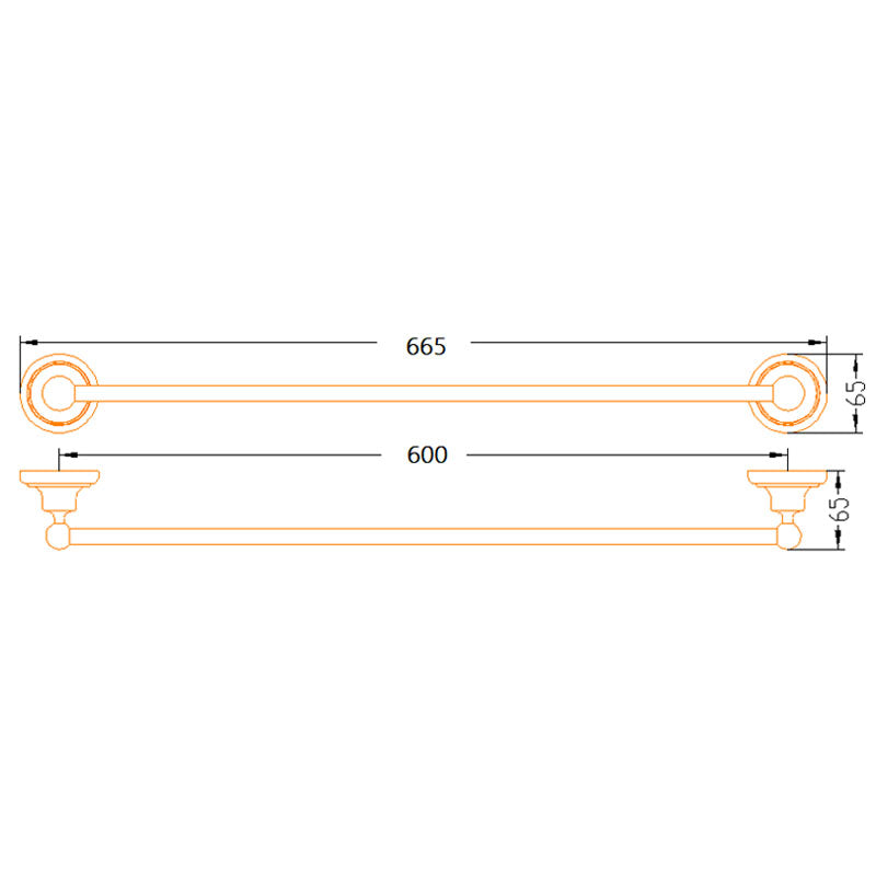 Aalto Gold Single Towel Bar (66cm)