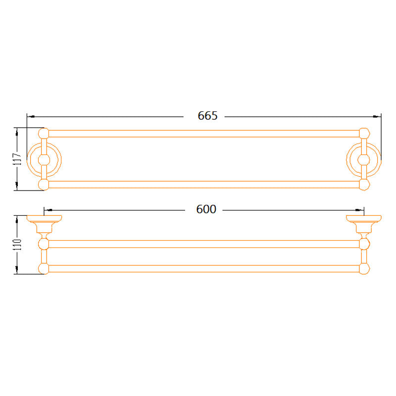 Aalto Gold Double Towel Bar (66cm)
