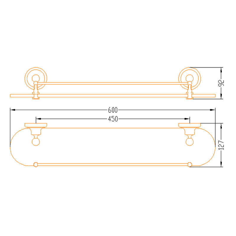 Aalto Rose Gold Glass Shelf (60cm)