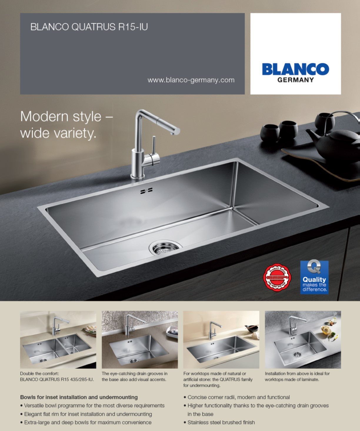 Blanco Quatrus R15 SUS304 Undermount Sink