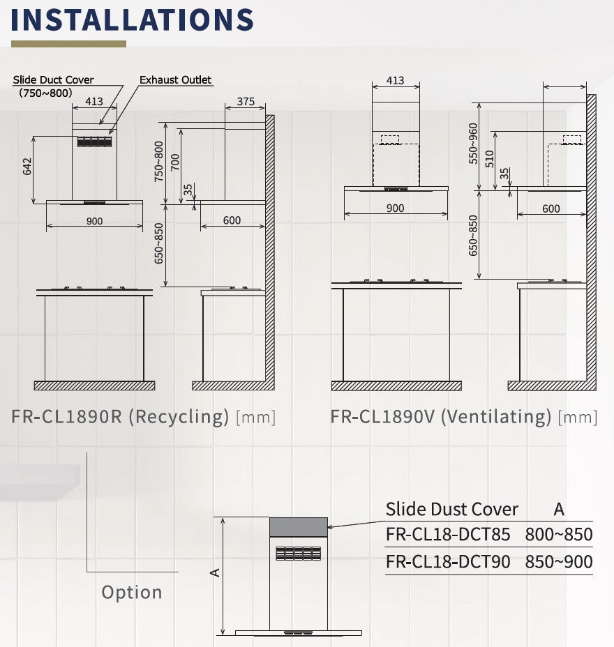 Fujioh FR-CL1890 Chimney Hood With Oil Smasher Technology