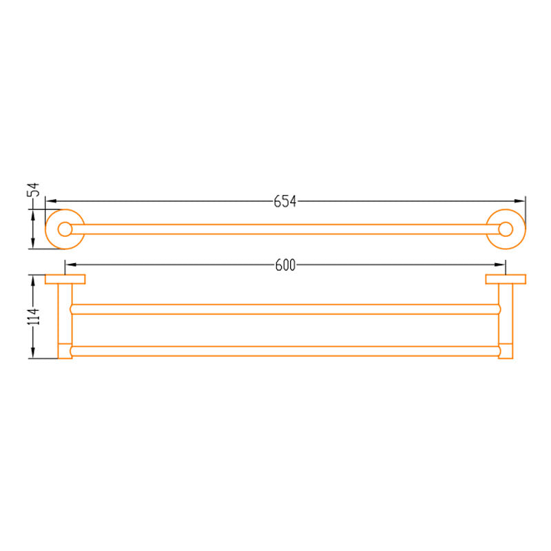Aalto Brushed Steel Double Towel Bar (65cm)