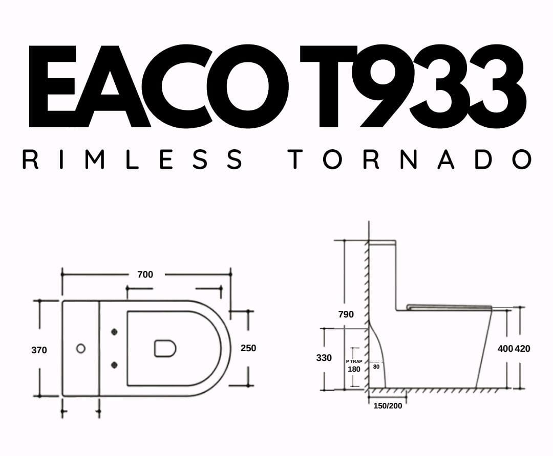 EACO T933 One-Piece Toilet Bowl (Tornado Flush)