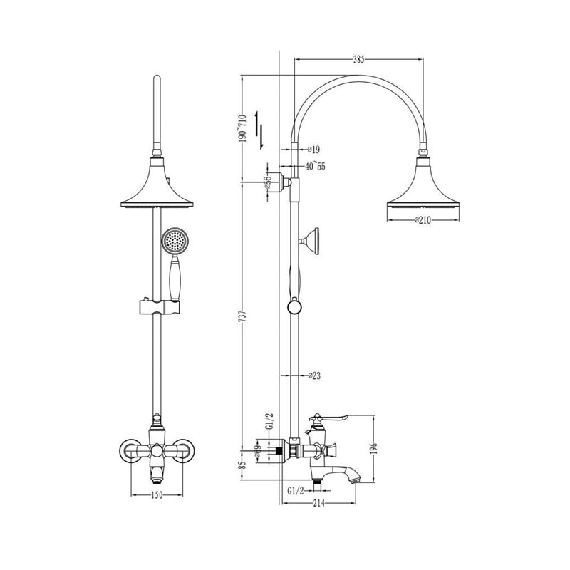 AALTO 15063G RAINSHOWER SET