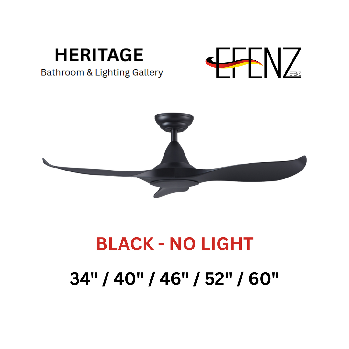 EFENZ Black No Light Downrod Design Ceiling Fan