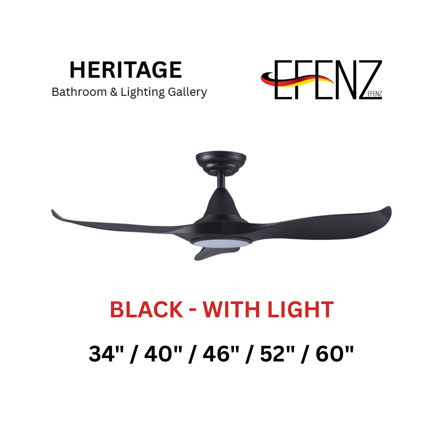 EFENZ Black With Light Downrod Design Ceiling Fan