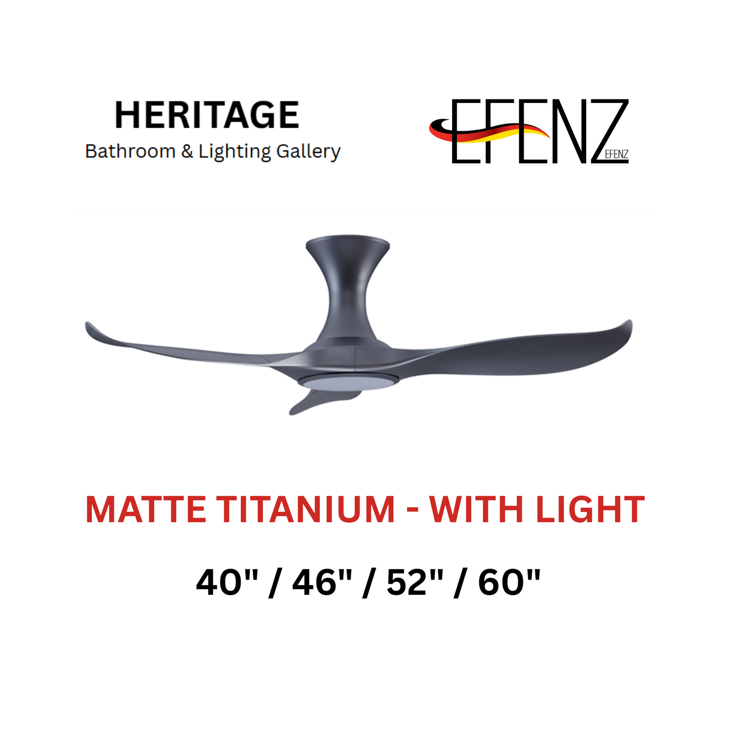 EFENZ Matte Titanium With Light Hugger Design Ceiling Fan