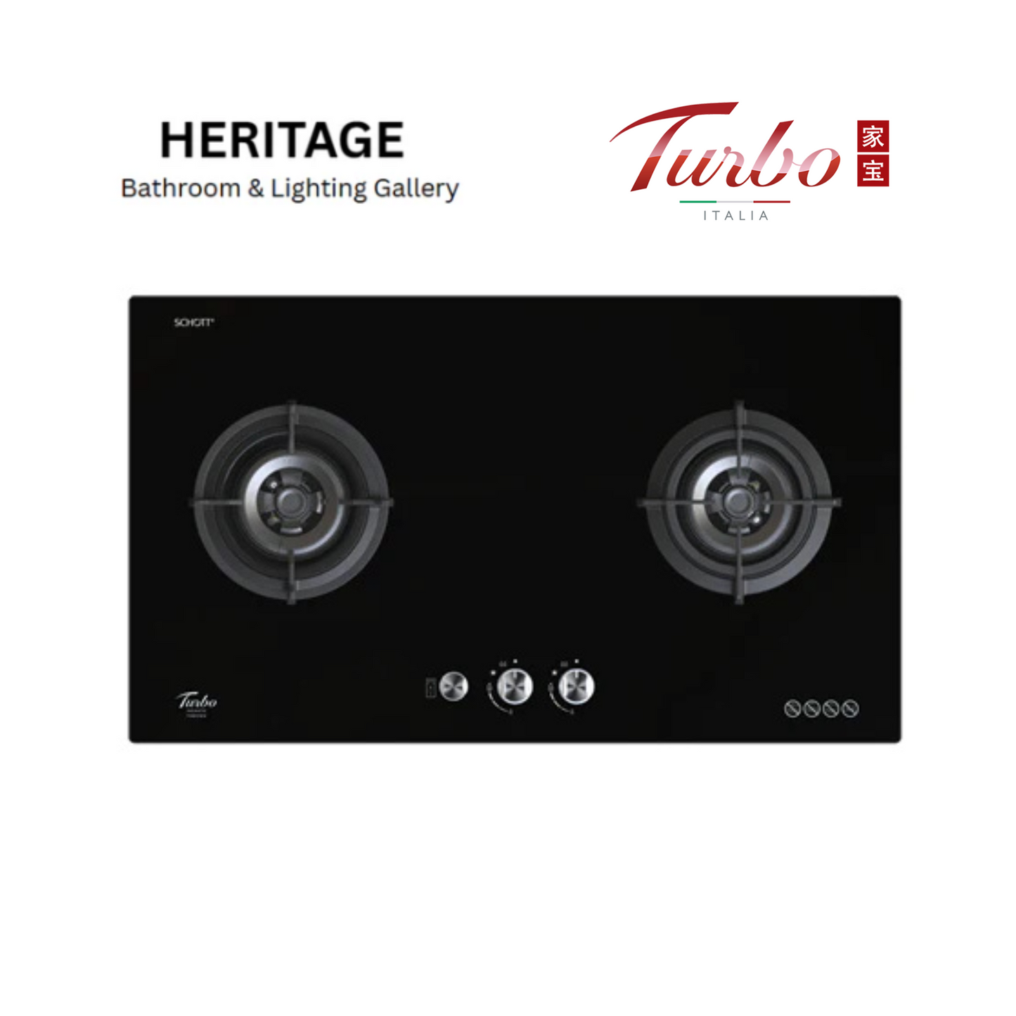 Turbo Incanto T882 88cm 2 burners built-in glass hob