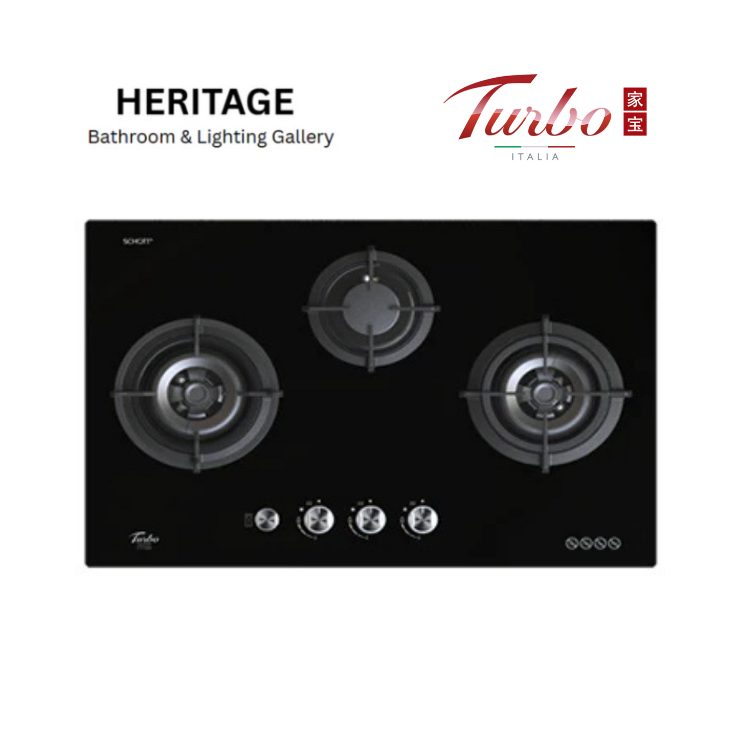 Turbo Incanto T773GV 77cm 3 burners built-in glass hob