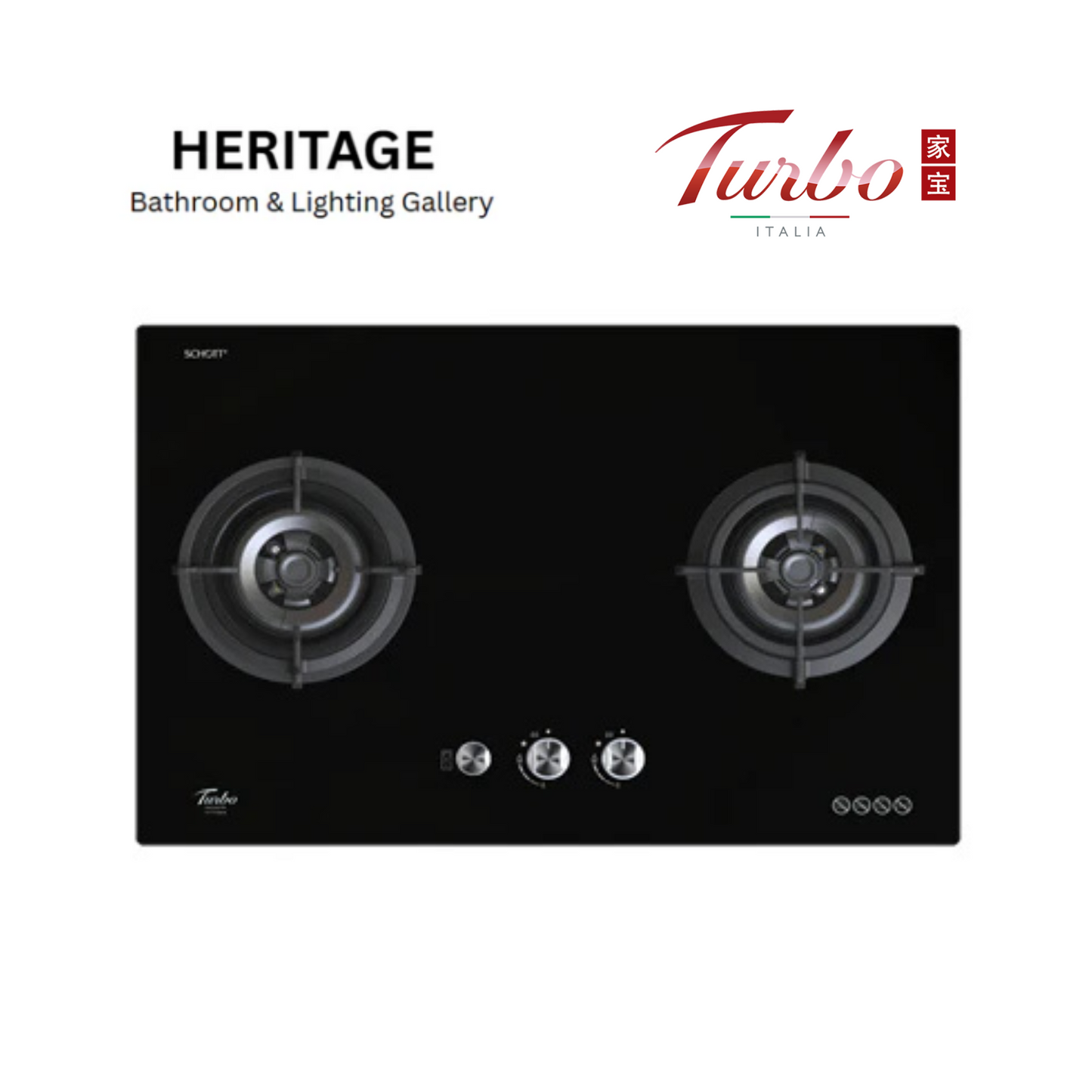 Turbo Incanto T772GV 77cm 2 burners built-in glass hob