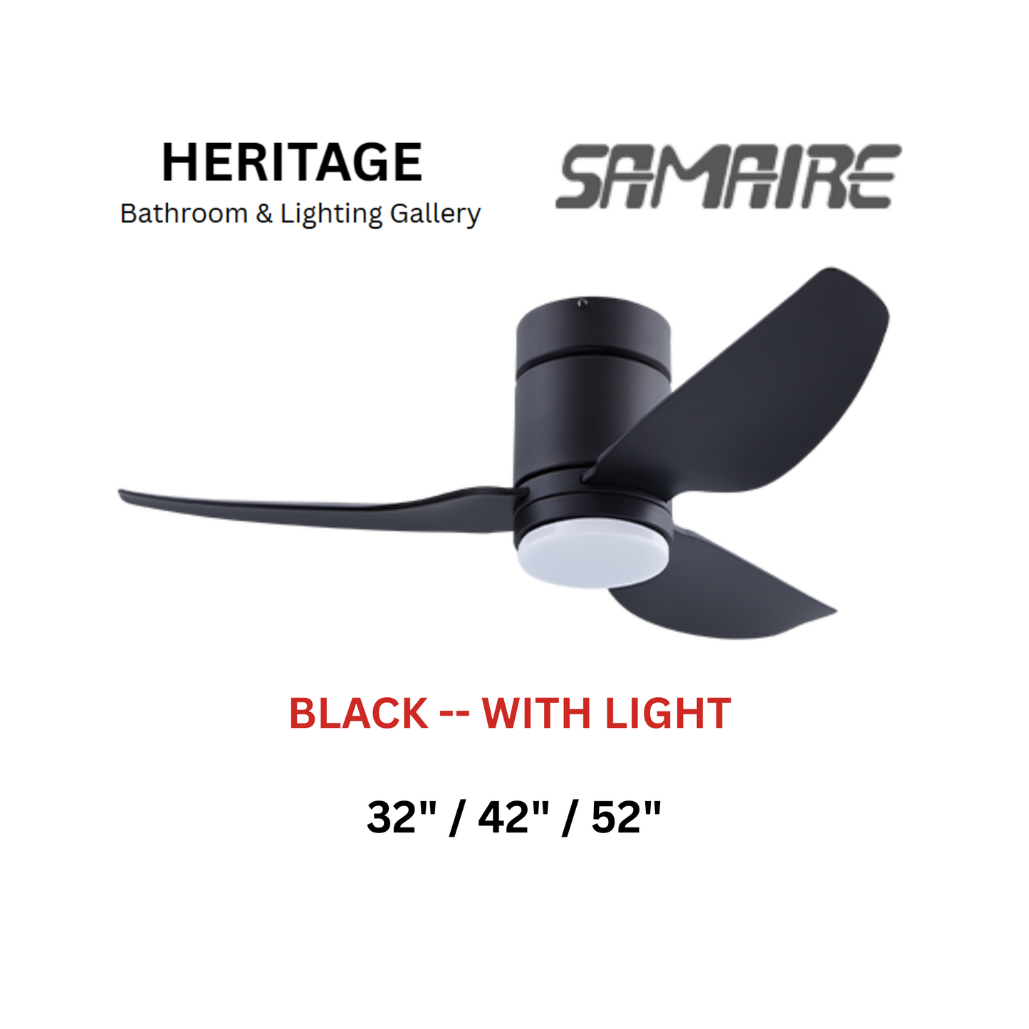 Samaire Black With Light Hugger Design Ceiling Fan