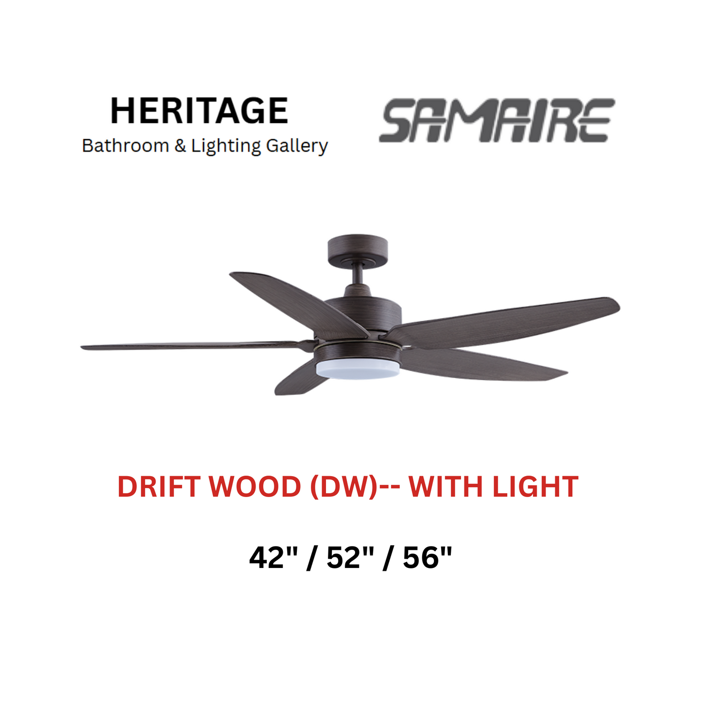Samaire 5 Blade Drift Wood (DW) With Light Ceiling Fan