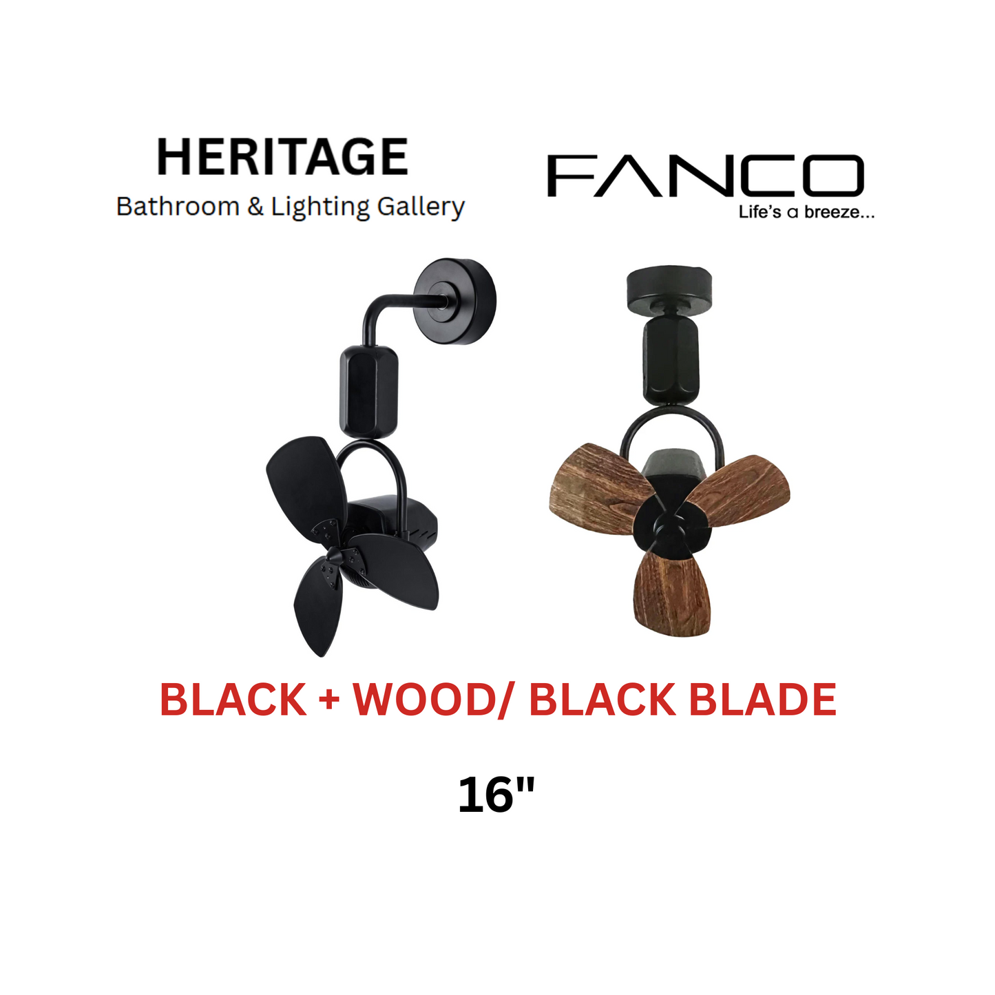 Fanco Dono 16" Black Corner Fan