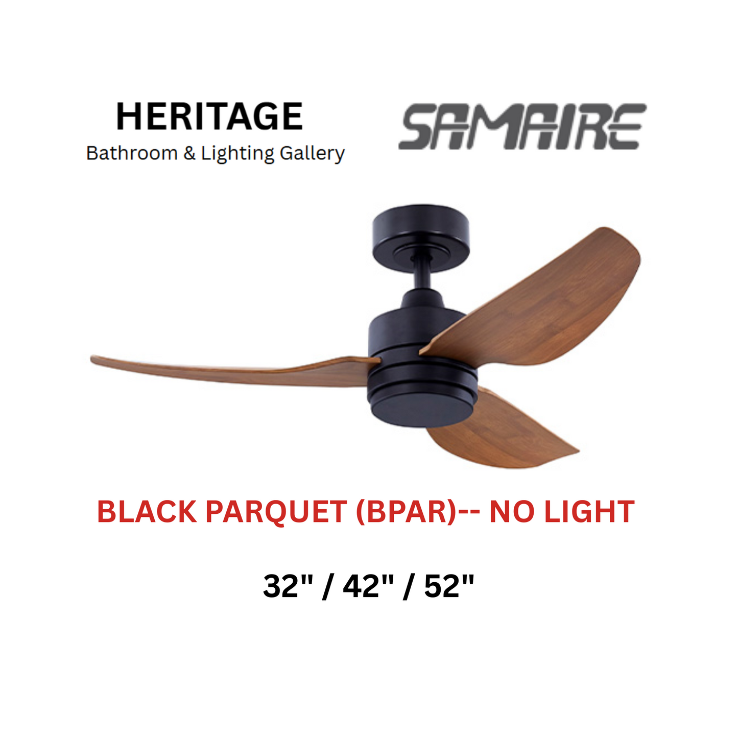 Samaire 3 Blade Black Parquet (BPAR) No Light Ceiling Fan