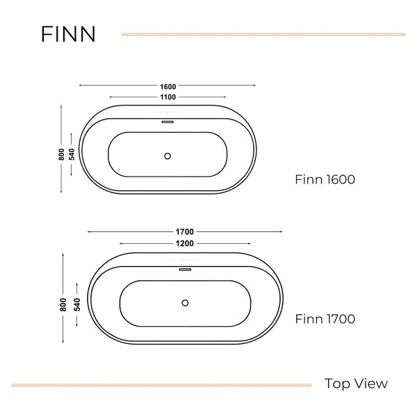 YuuBath FINN Series Free-standing Acrylic Bathtub