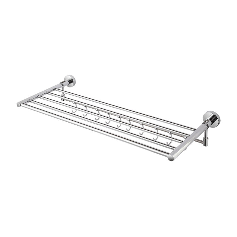 Aalto Chrome Adjustable Towel Rack With Hook (64cm)