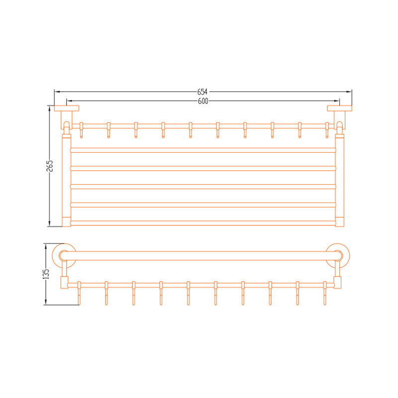 Aalto Chrome Adjustable Towel Rack With Hook (64cm)
