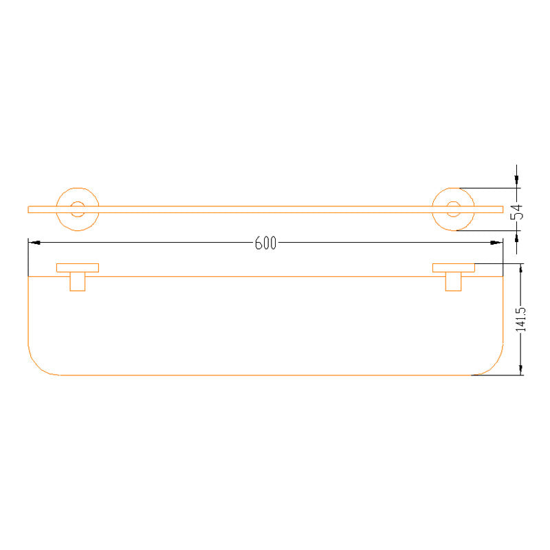 Aalto Chrome Glass Shelf (60cm)
