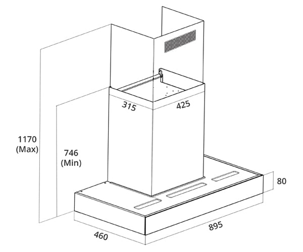 Tecno 90cm Ultra-High Suction Chimney Hood with Auto Clean
