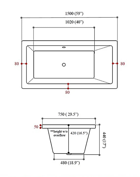 YuuBath Kerry Series Built-In Acrylic Bathtub