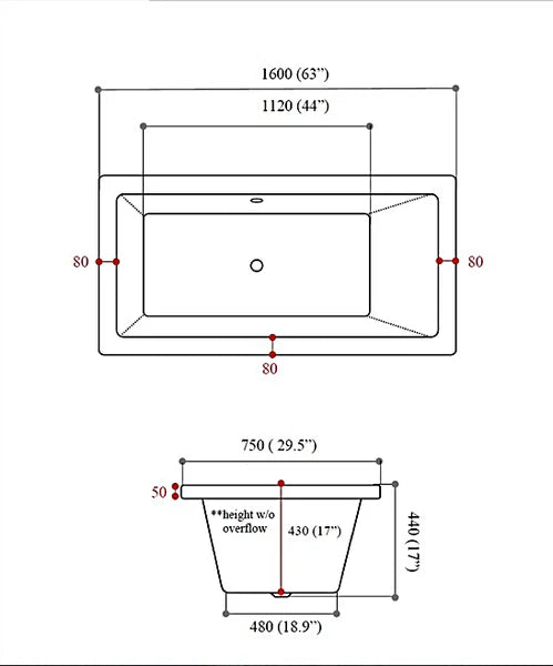 YuuBath Kerry Series Built-In Acrylic Bathtub