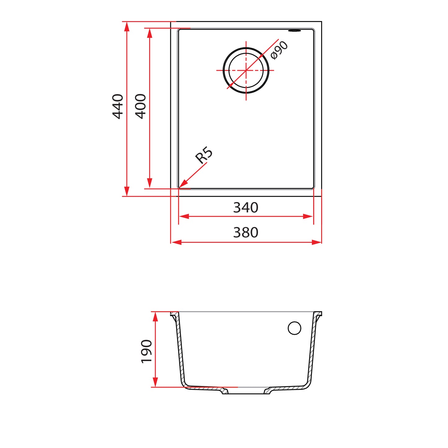 Rubine MEQ 810-38U (38CM) Undermount Kitchen Sink