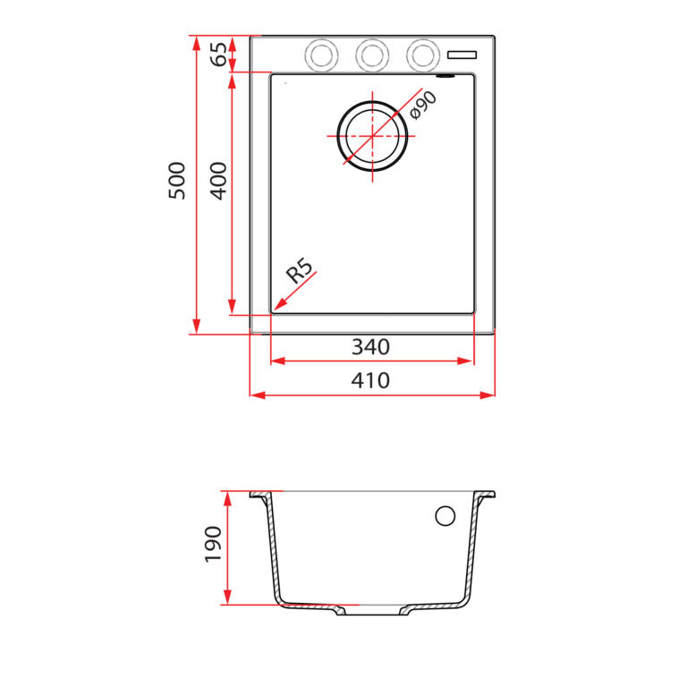 Rubine MEQ 810-41 (41CM) Top Mount Kitchen Sink