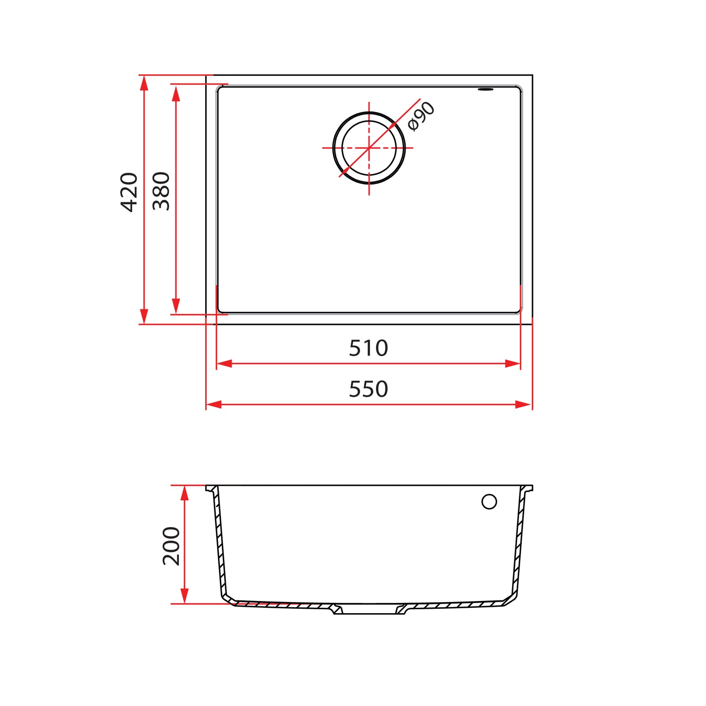 Rubine MEQ 810-54U (55CM) Undermount Kitchen Sink