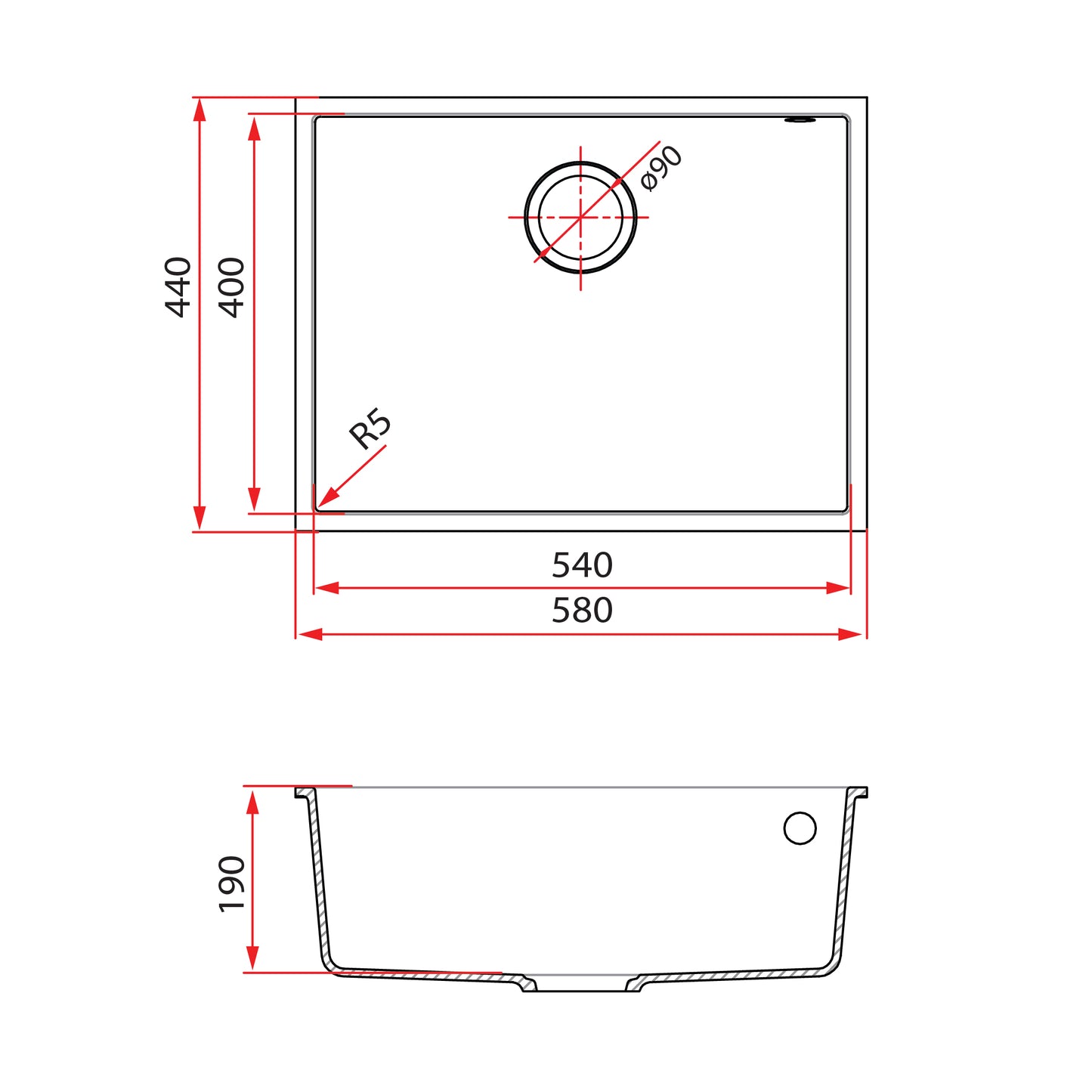 Rubine MEQ 810-58U (58CM) Undermount Kitchen Sink