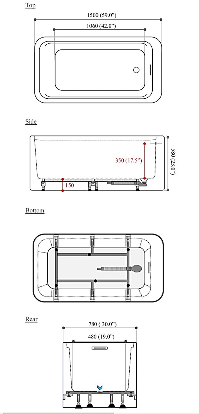YuuBath NEOR Series Free-standing Acrylic Bathtub