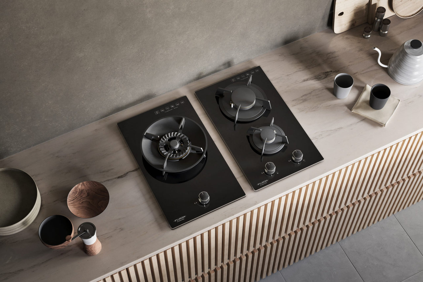 Fujioh FH-GS2515 SVGL Single Burner Domino Gas Hob (Black Glass)