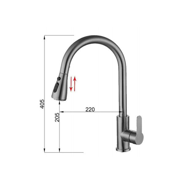 Zaffiro PF-5204SS Mixer Pull Out Kitchen Tap